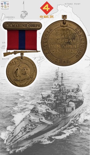Nọ 98491 1932-36 USMC GOOD CONDUCT MEDAL SGT BROWN NAMED ENGRAVED WW2 +RESEARCH