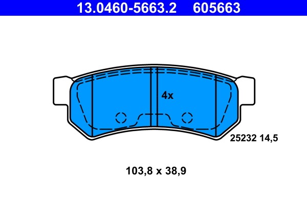 Rear ATE 13.0460-5663.2 Brake Pad Set, disc brake for CHEVROLET,DAEWOO