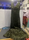 Vintage 1960's Olive Green Satin Evening Gown Open Back, Cowl Neckline