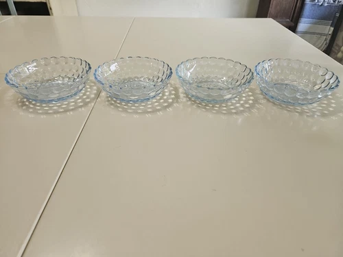 BLUE BUBBLE CEREAL DEPRESSION GLASS DISH