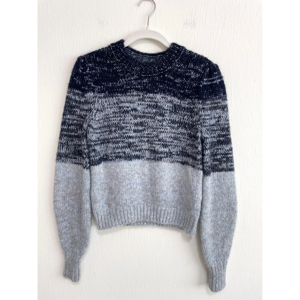 Banana Republic Womens Chunky Knit Sweater XSP Blue Merino Wool Alpaca Blend