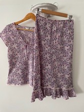 DOROTHY PERKINS Floaty Chiffon  2 Piece Co-ord Skirt  & Blouse Set Suit  Size 12