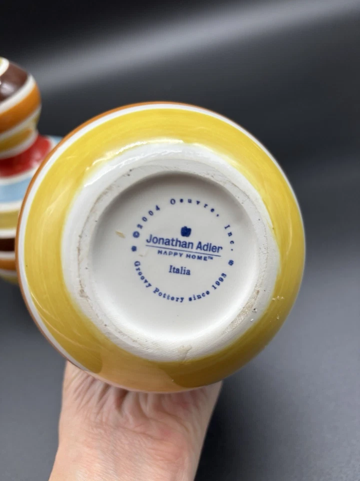 JONATHAN ADLER ITALIA HAPPY HOME BULB VASE MULTI COLORED STRIPES SET OF 3 - Image 4 of 4