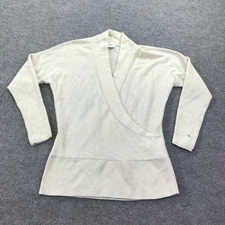 Club Monaco Cashmere Sweater Womens Small Cream Wrap Surplice V Neck Long Sleeve