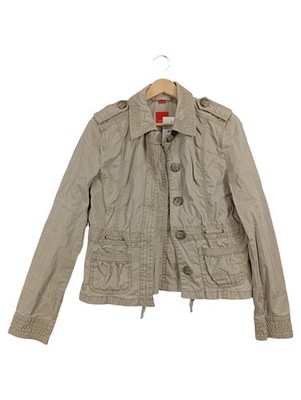 Esprit Damen Jacke Übergangsjacke Gr. 38 M Beige Baumwolle Casual Freizeit