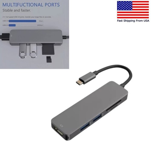 5 in 1 Type C to HDMI Multi-Port Adapter for MacBook SD Card Reader USB2.0 3.0