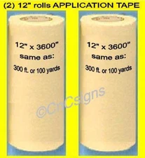 2 - 12" rolls APPLICATION TRANSFER Paper TAPE 300' for Vinyl Cutter PLOTTER NEW*