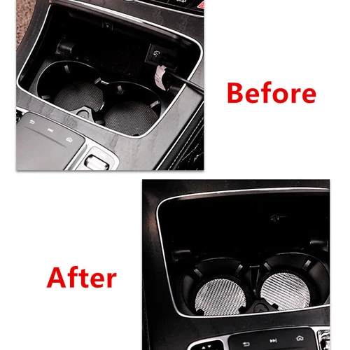 Black Carbon FiberCup Holder Pad Water Cup Slot Non-Slip Mat Car Accessories 2x - Picture 8 of 8