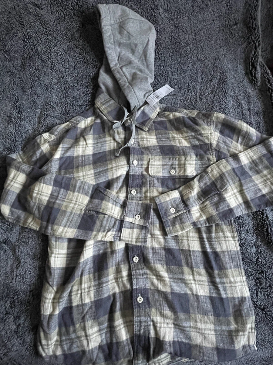 ae AMERICAN EAGLE super soft hooded flannel shirt Size: XS