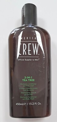 American Crew 3 In 1 Tea Tree Shampoo Conditioner  Body Wash, 15.2  oz