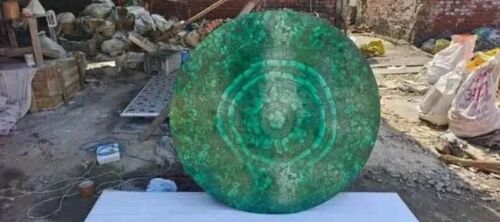 Tavolino da caffè 24" rotondo casuale estremità pietra malachite piano ingresso scrivania deco - Foto 2 di 6