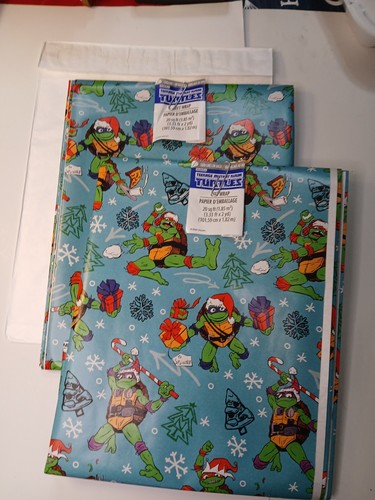 TEENAGE MUTANT NINJA TURTLES Christmas Wrapping Paper 20 sq ft Lot of 2 Sheets
