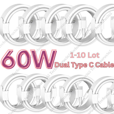 Lot 60W USB-C to Type-C Cable 3/6Ft PD Fast Charger For Samsung Macbook Android 