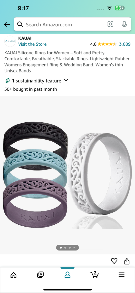 Kauai Rings Blue Black White Purple Silicone Rubber Wedding Rings Band  Size