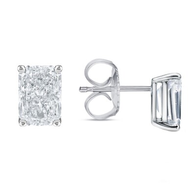 IGI F/VS 2 Kt Radiant Cut Lab Created Grown Diamond Earrings 14K Weißgold Push