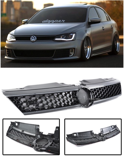 Front Bumper Volkswagen Jetta For 11-14 VW Jetta MK6 GLI Style Front Bumper Glossy Black Chrome Trim