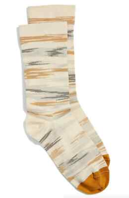 Bonne Maison L113833 Beige 1 Pair Cotton Blend Crew Socks Women's Size 4.5-6.5