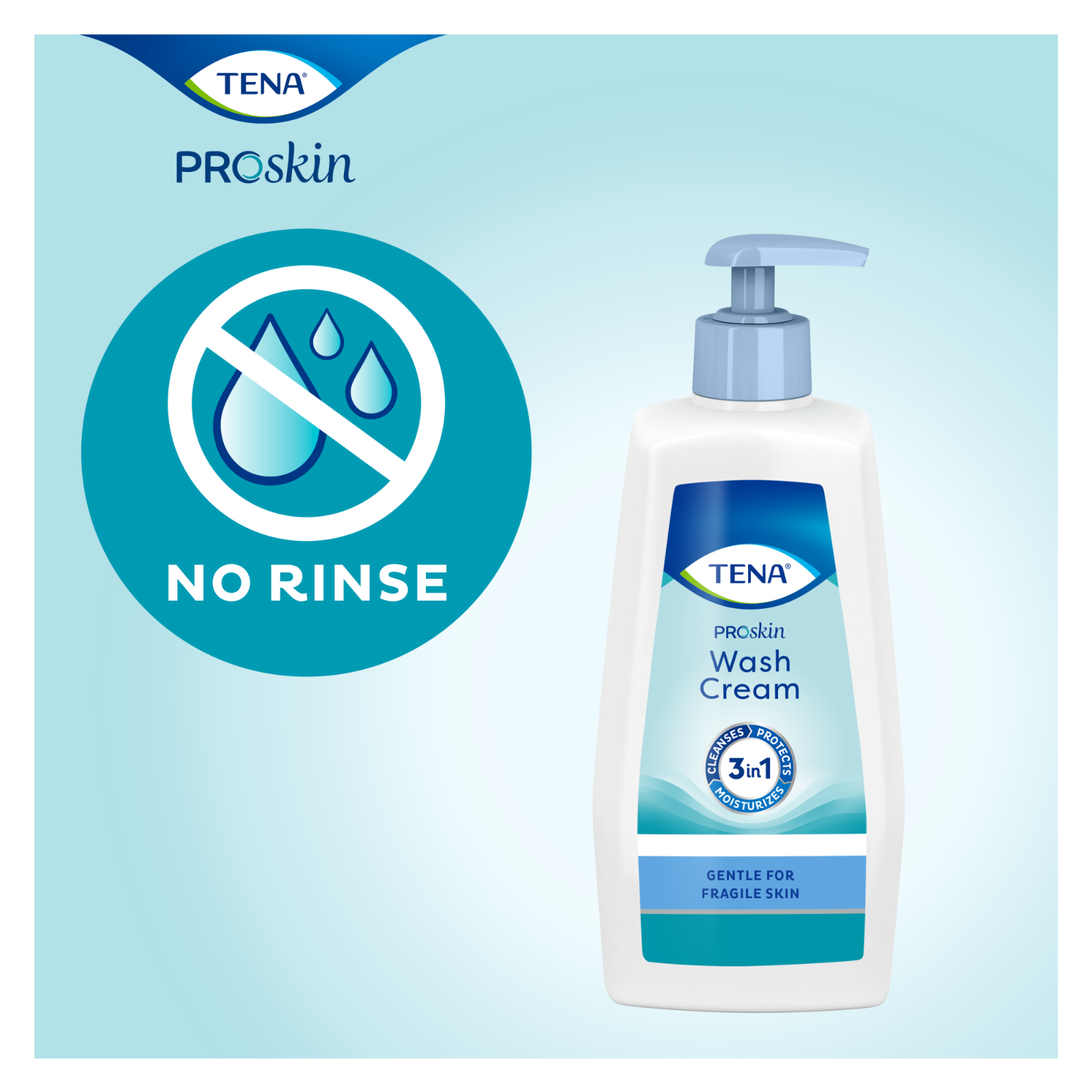 3 x TENA PROskin Wash Cream -  3 Bottles of 500ml