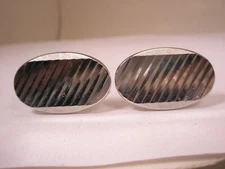 Diamond Cut Design Silver Tone Quality Vintage SWANK Cuff Links simple plain