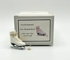 PHB Porcelain Hinged Box Lady's Figure Skate Earmuffs Trinket Midwest 38449 New