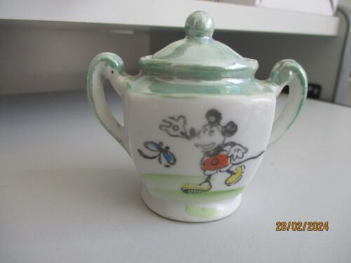 vintage 1930's miniature mickey mouse child's lustreware lidded sugar bowl - Bild 1 von 5