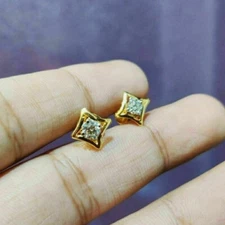 1Ct Lab Created Diamond Solitaire Stud Womens Earrings 14K Yellow Gold Finish