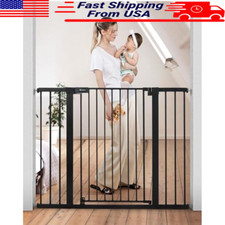 36" Extra Tall Auto Close Wide Dog Gate Stairs Doorways Double Lock Safety New