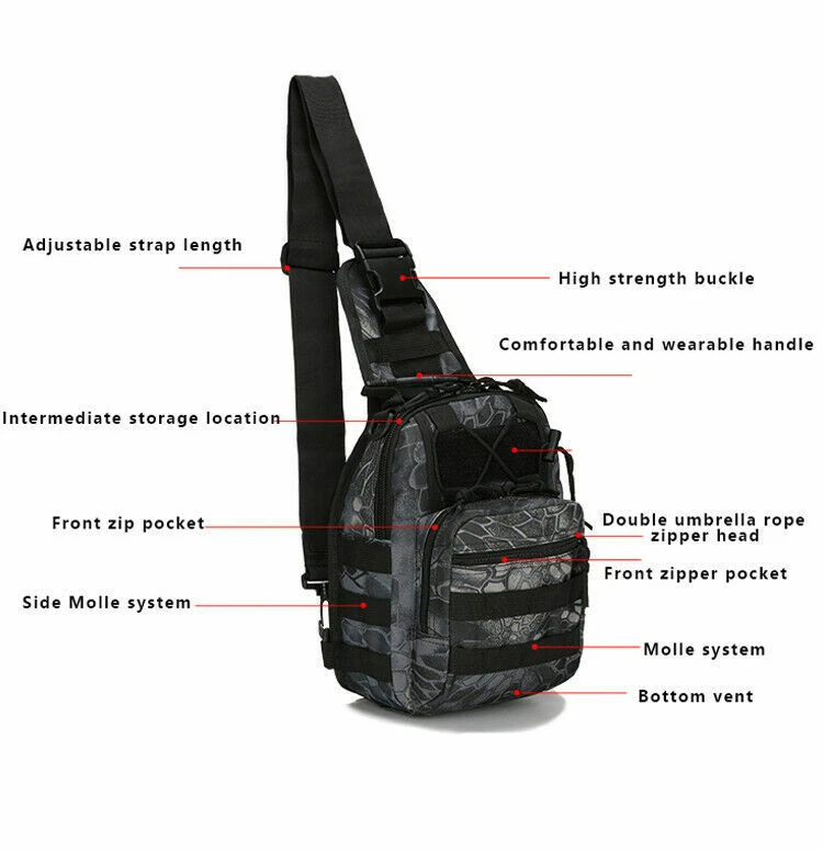 Military Tactical Shoulder Bag Sling Backpack Army Bag Sports Chest Bag