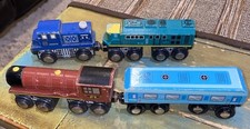MAISON JOSEPH BATTAT LTD WOODEN TRAIN. FOUR TRAIN CARS MAGNET CONNECTOR 2017