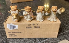 4 Vintage Jobar International Christmas Angel Bears Band Musicians Figurines