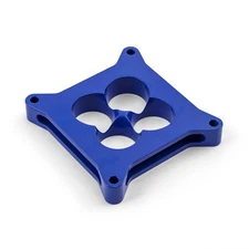 1" Aluminum 4150 CNC Machined Carburetor Spacer Square Bore 4 Port - Blue