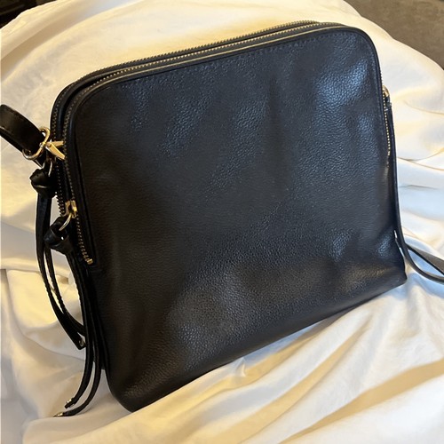 Borsa a tracolla Banana Republic in pelle nera 9,5 x 10 pollici