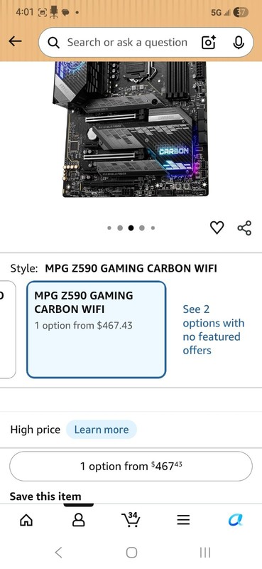 MSI MPG Z590 Gaming Carbon WiFi ATX Motherboard. READ DESCRIPTION As-Is