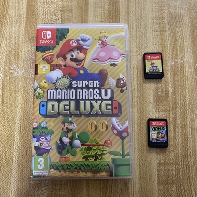Arms + New Super Mario Bros U Deluxe Nintendo Switch Games Lot