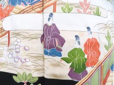 Japanese Vintage Kimono Tomesode Silk Gold Embroidery 5 Crests Japan eb-1613