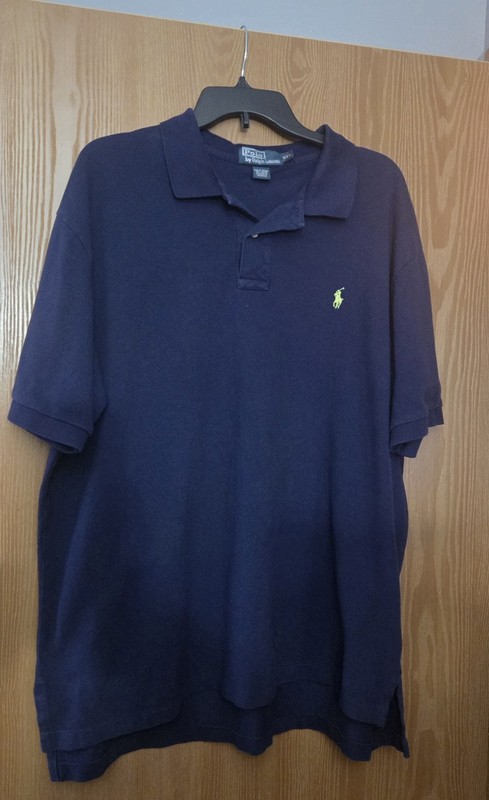 Vintage 90s Polo Ralph Lauren Cotton Knit Polo Shirt Mens XXL Navy Pony