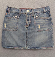 Vintage Old Navy Skirt Juniors 1 Blue Denim Ultra Low Waist Mini Pockets 2000s