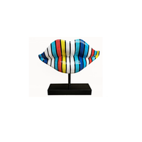 Bunte Lippen Design Figur Statue Skulptur Deko Statuen Dekoration Figuren 47Cm