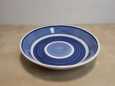 VTG Ceramica San Marciano Blue White Swirl Serving Bowl Hand Painted Italy 12in