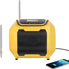 Cordless AM/FM Radio Speaker Compatible with DeWalt 20V Battery Tool Only No