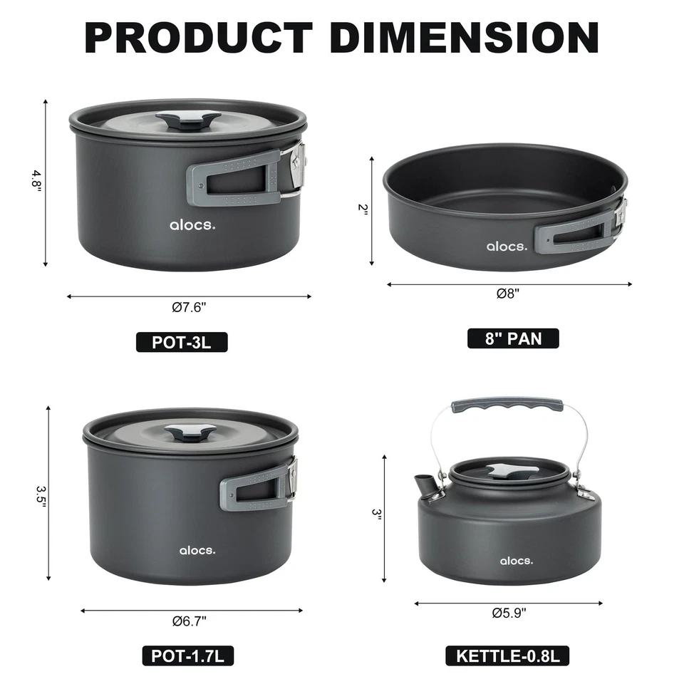 Juego de utensilios de cocina de camping de 17 piezas - Kit de desorden de utensilios de cocina de camping ligeros para 2 - Po... Foto 2 de 4