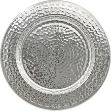 13-Inch Stainless Steel Hammered Charger Plates, Silver Dinner Plate Chargers Se
