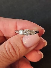 Sterling Silver 3 Stone Moissanite Ring sz 7