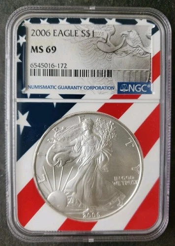 2006 $1 American Silver Eagle Dollar NGC MS69
