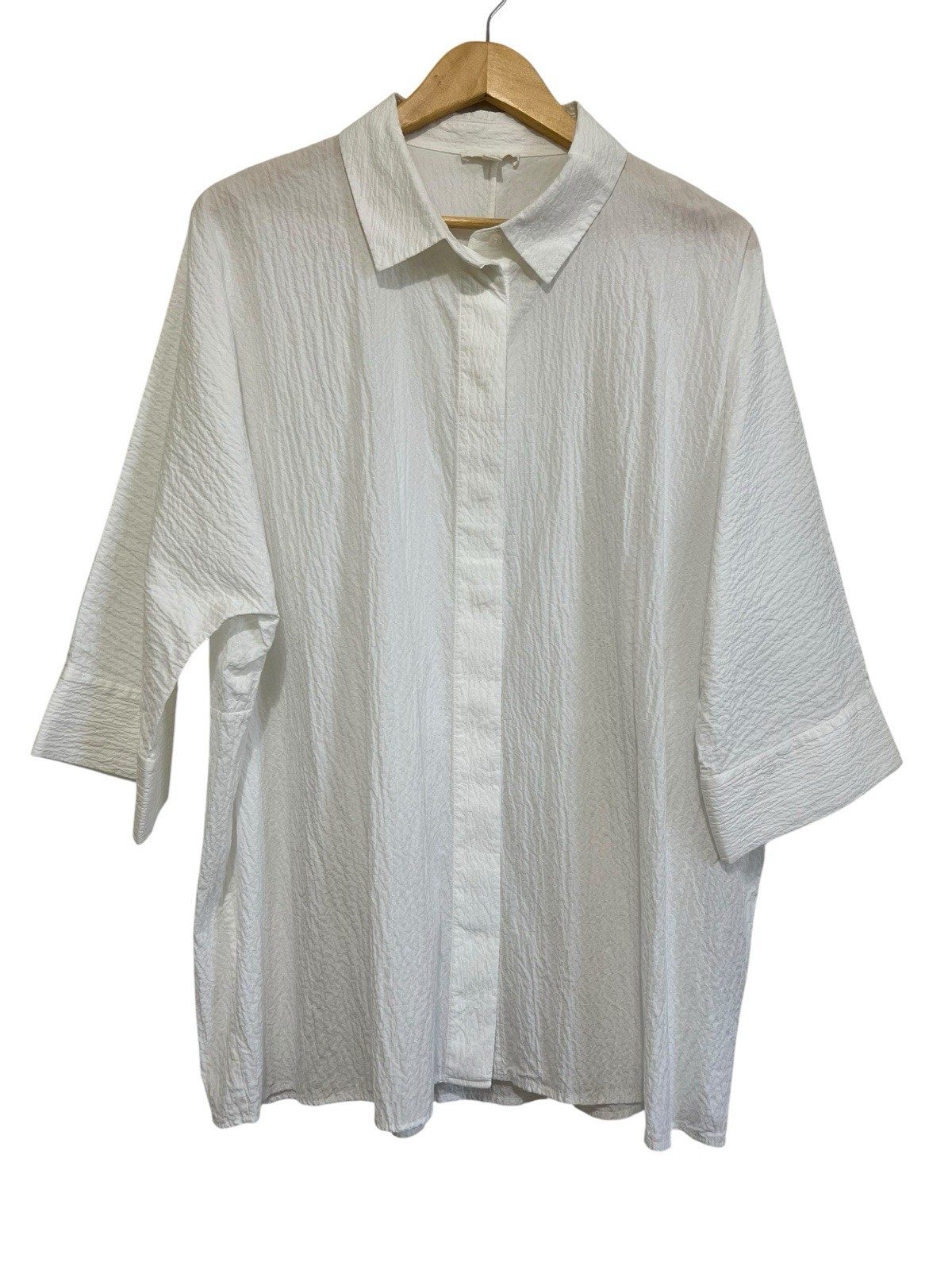 COS White Oversized Textured Button-Up Shirt Women's Large