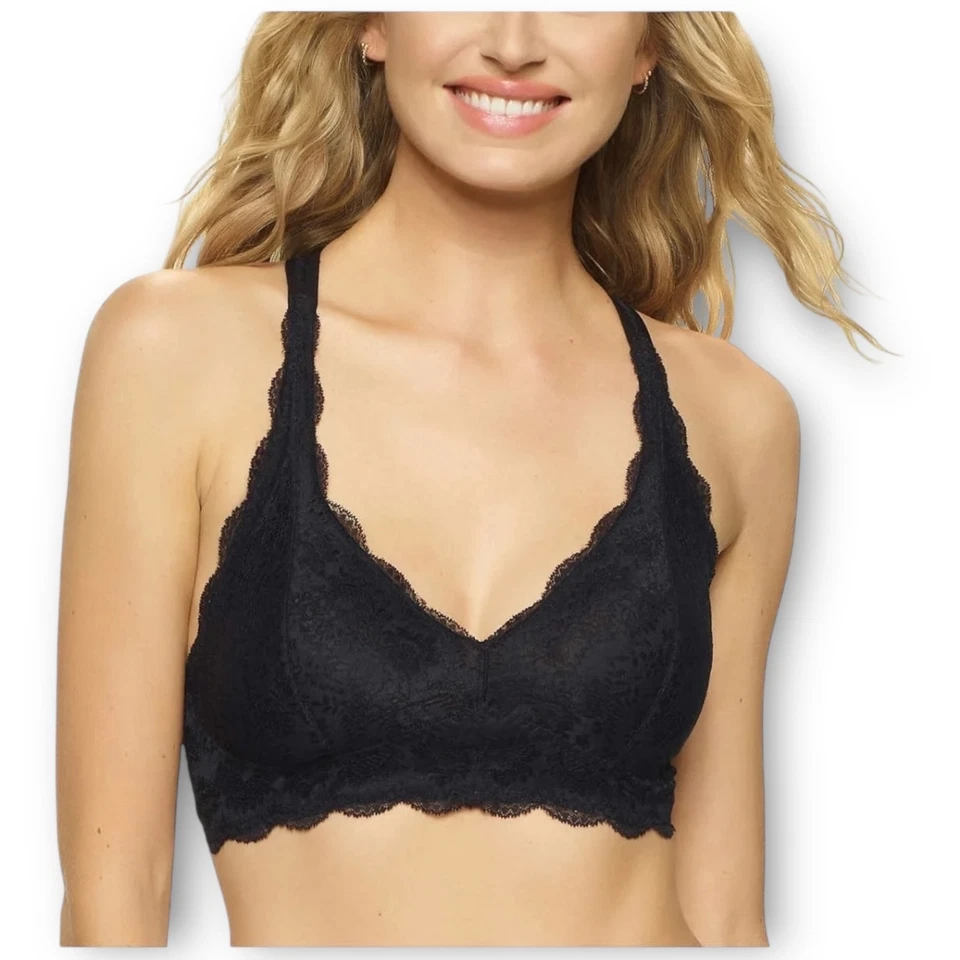 Nuevo en caja Bralette Felina de encaje espalda cruzada paquete de 2 para mujer grande negro gris Foto 2 de 4