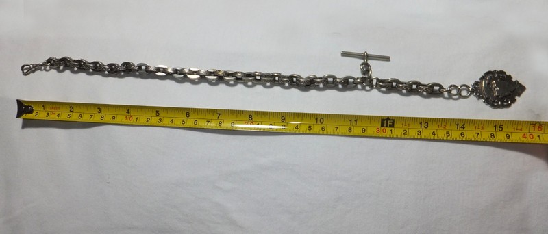 VINTAGE ANTIQUE BRITISH SILVER POCKETWATCH FOB WITH STAMPED CREST CHARM