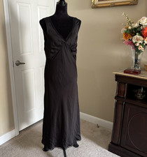 American Eagle Outfitters Black satin Lace Chemise slip dress Large Y2K style