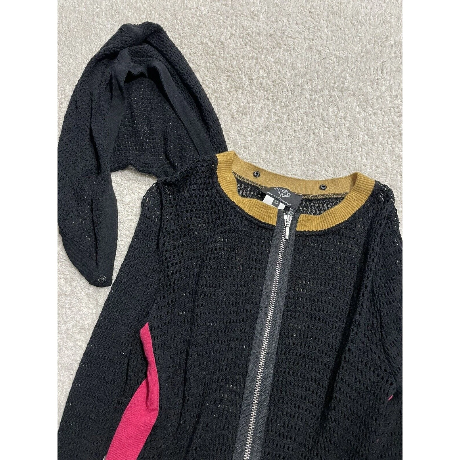 VETEMENTS Felpa con cappuccio staccabile Angel Apparel donna taglia XS tricolore nuova con etichette zip Y2K prezzo al dettaglio consigliato $190