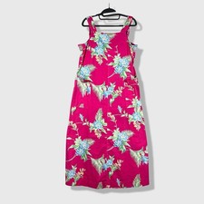 Hilo Hatties Maxi Dress Womens M Pink Tropical Floral Hawaiian Resortwear